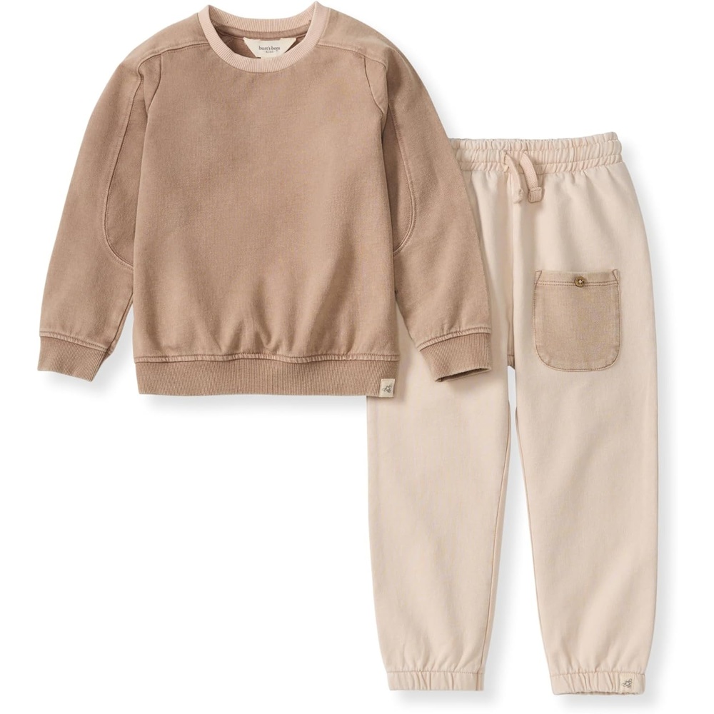 image:imageBurts Bees Baby Boys Shirt and Pant Set Long Sleeve Top amp Bottom Outfit Bundle 100 Organic CottonGinger Acid Wash
