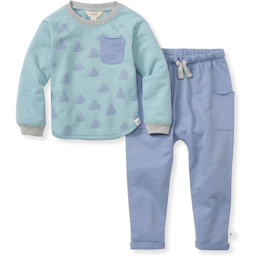image:imageBurts Bees Baby Boys Shirt and Pant Set Long Sleeve Top amp Bottom Outfit Bundle 100 Organic CottonIcy Trees
