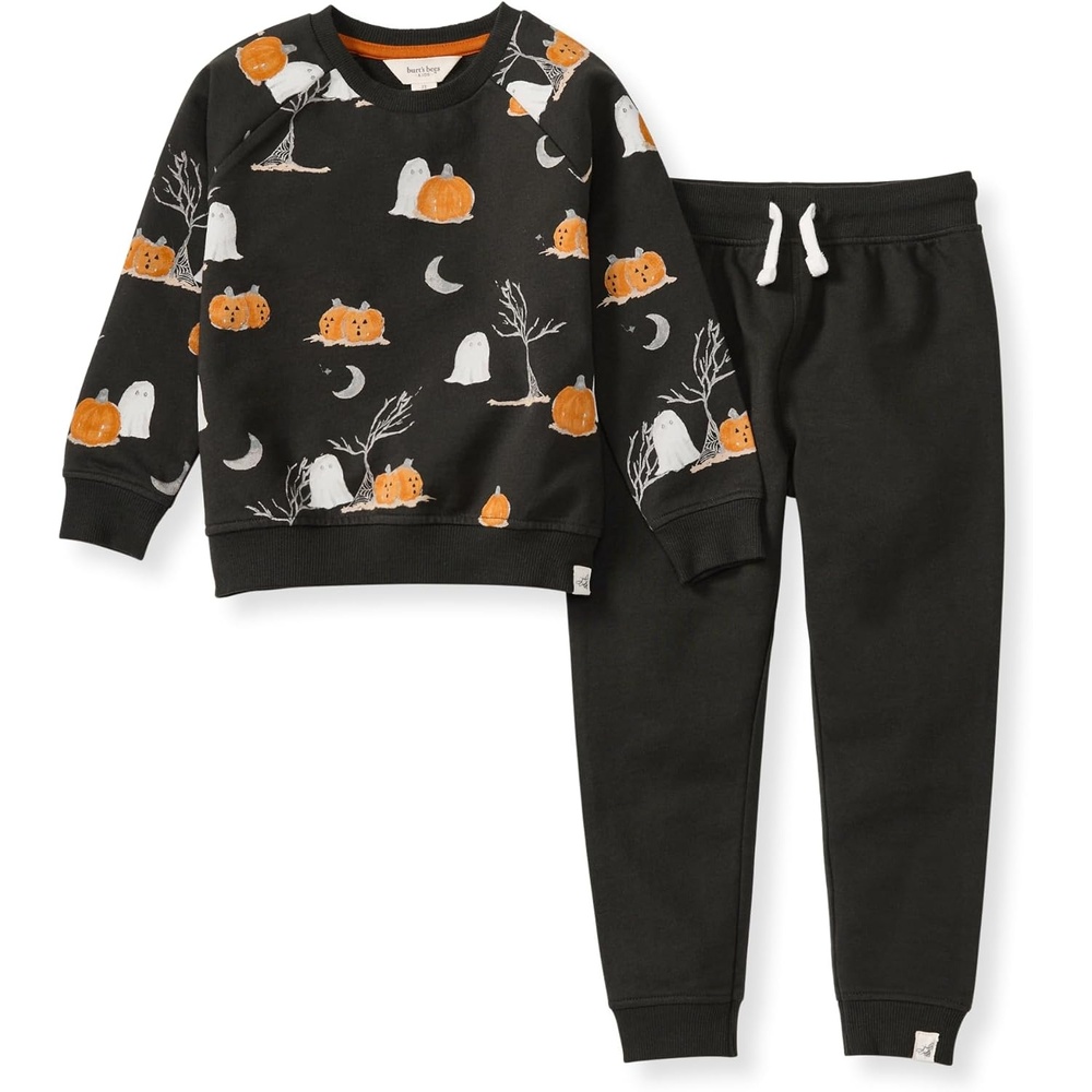 image:imageBurts Bees Baby Boys Shirt and Pant Set Long Sleeve Top amp Bottom Outfit Bundle 100 Organic CottonMidnight Fright
