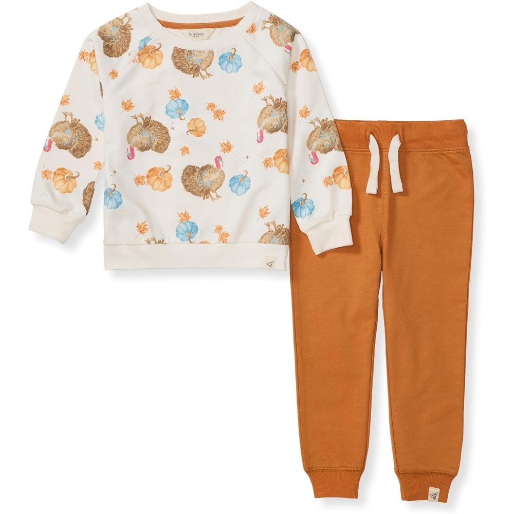 image:imageBurts Bees Baby Boys Shirt and Pant Set Long Sleeve Top amp Bottom Outfit Bundle 100 Organic CottonTurkey Time