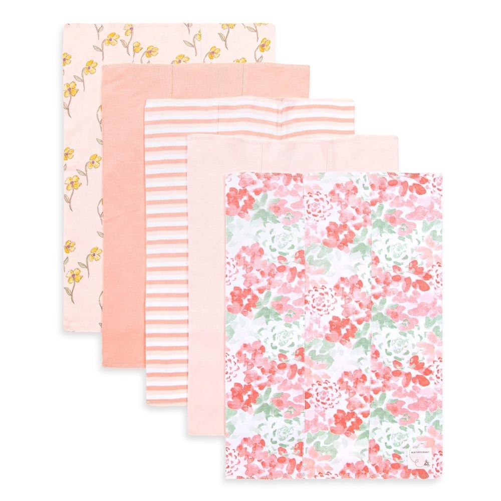 image:imageBurts Bees Baby Burp Cloths 100 Organic Cotton Extra Absorbent Soft Fabric Large Drool Cloths 17 x 1175 in 5PackTossed Succulents