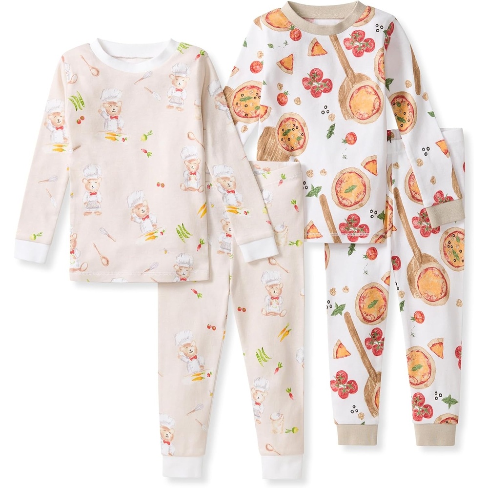 image:imageBurts Bees Baby Organic Cotton Pajamas for Boys 100 Cotton Pajama Set for Toddlers and Kids Soft and Stretchable FabricChef Bears Pizza 2pack