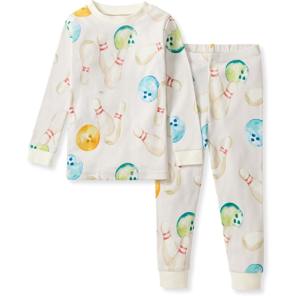 image:imageBurts Bees Baby Organic Cotton Pajamas for Boys 100 Cotton Pajama Set for Toddlers and Kids Soft and Stretchable FabricLets Go Bowling