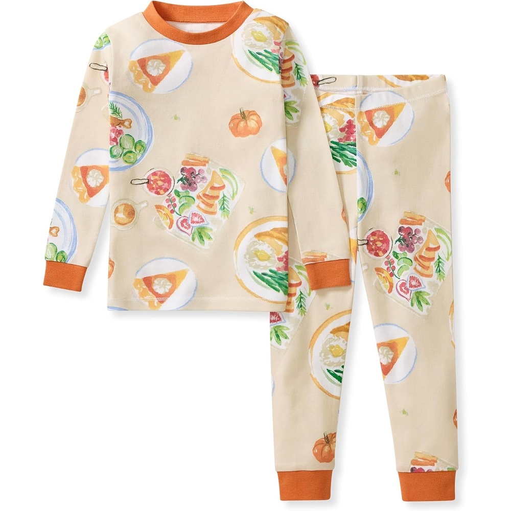 image:imageBurts Bees Baby Organic Cotton Pajamas for Boys 100 Cotton Pajama Set for Toddlers and Kids Soft and Stretchable FabricThanksgiving Table 1pack