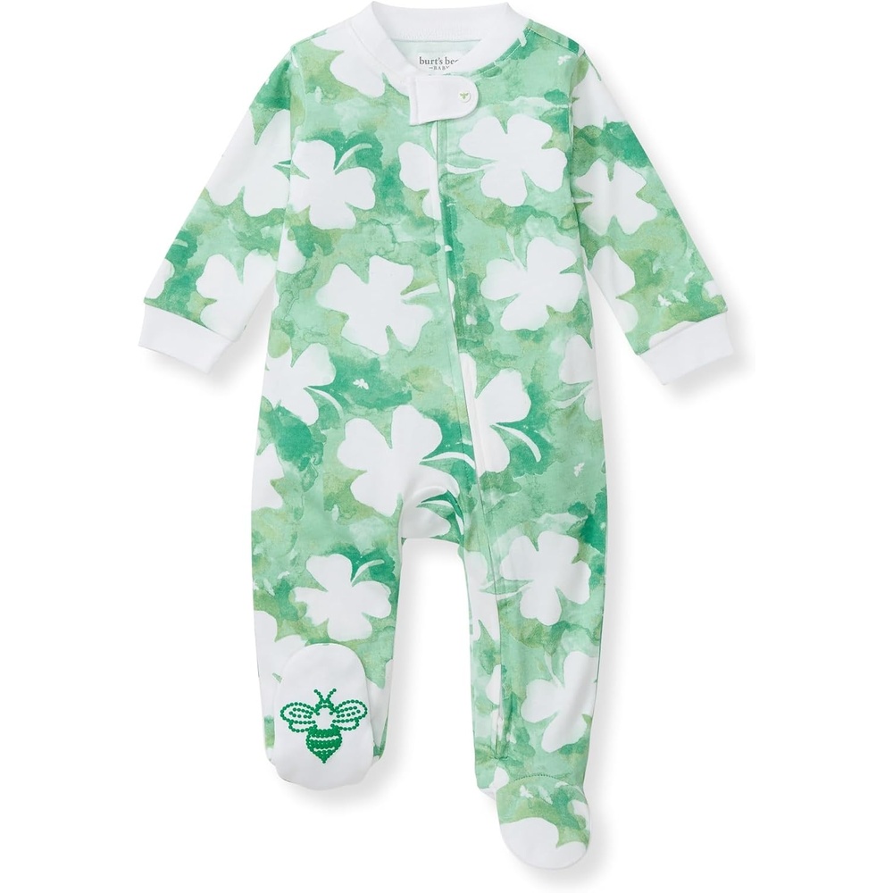 image:imageBurts Bees Baby Organic Cotton Sleep and Play Footed Pajamas for BoysArtsy Clover