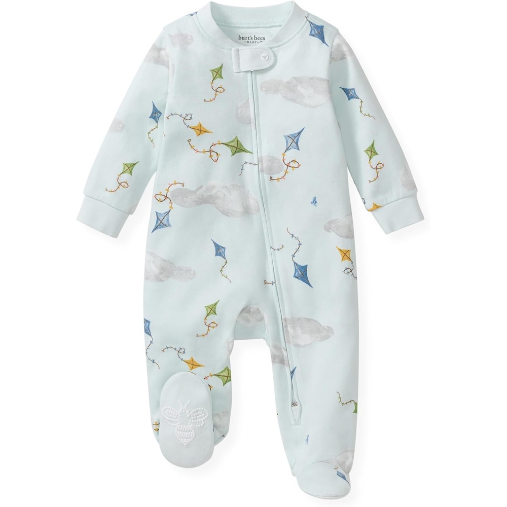 image:imageBurts Bees Baby Organic Cotton Sleep and Play Footed Pajamas for BoysKite Festival