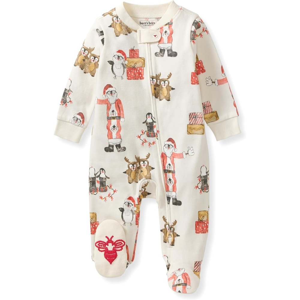 image:imageBurts Bees Baby Organic Cotton Sleep and Play Footed Pajamas for BoysSantas Little Helper