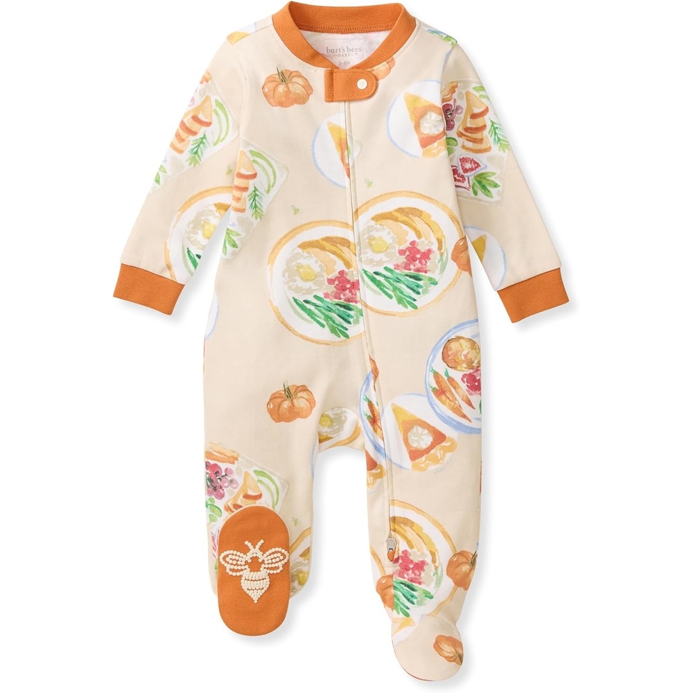 image:imageBurts Bees Baby Organic Cotton Sleep and Play Footed Pajamas for BoysThanksgiving Table 1pack