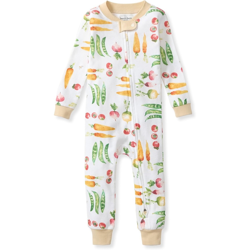 image:imageBurts Bees Baby Unisex Footless Sleeper Pajama 100 Organic Cotton SnugFit 1Piece ZipUp Jumpsuit for ToddlersHarvest Veggies