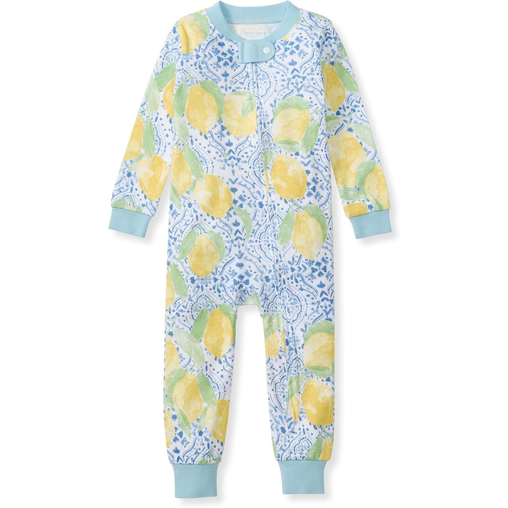 image:imageBurts Bees Baby Unisex Footless Sleeper Pajama 100 Organic Cotton SnugFit 1Piece ZipUp Jumpsuit for ToddlersLemon Tiles
