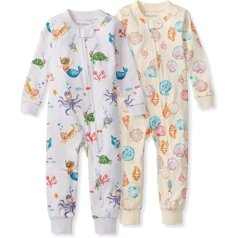 image:imageBurts Bees Baby Unisex Footless Sleeper Pajama 100 Organic Cotton SnugFit 1Piece ZipUp Jumpsuit for ToddlersSnorkeling Friends  Beachcomber