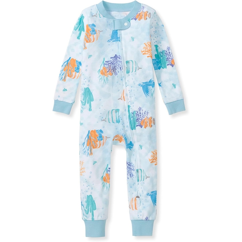 image:imageBurts Bees Baby Unisex Footless Sleeper Pajama 100 Organic Cotton SnugFit 1Piece ZipUp Jumpsuit for ToddlersUnder the Sea