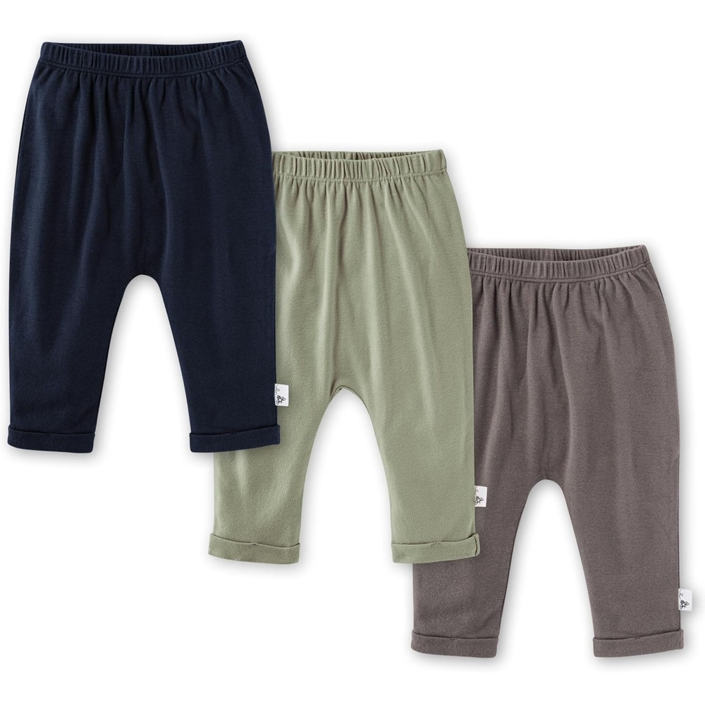 image:imageBurts Bees Baby Unisex Knit Jogger Pants 3Pack Baby Sweatpants 100 Organic Cotton Infant BottomsMidnight Harem 3pk