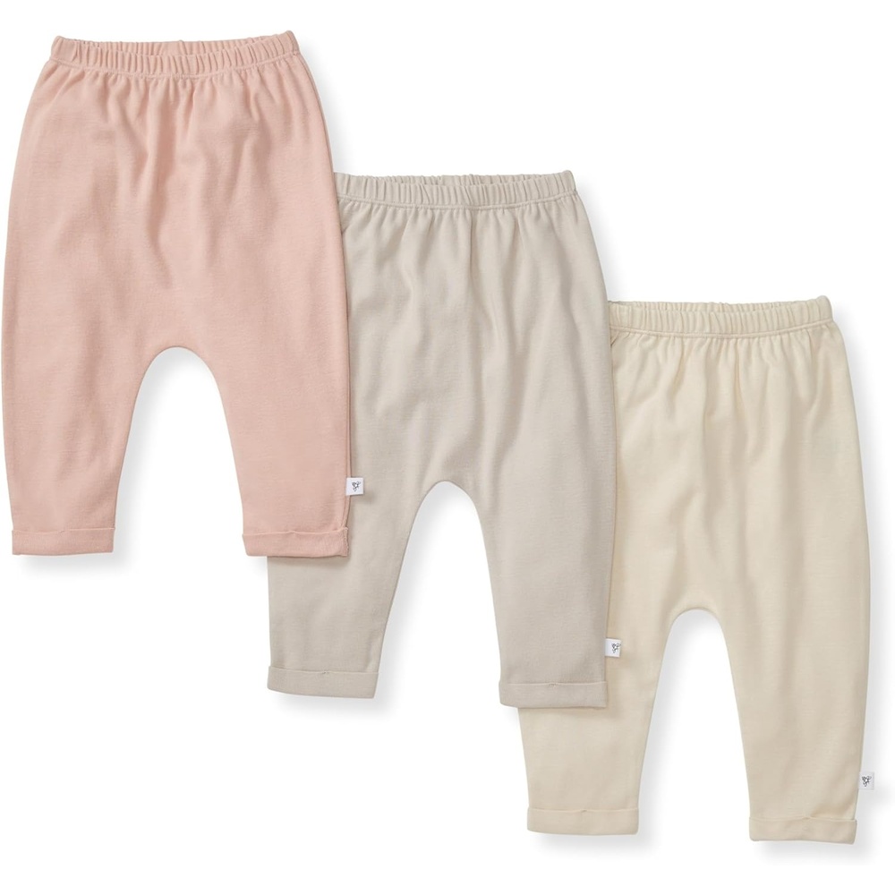 image:imageBurts Bees Baby Unisex Knit Jogger Pants 3Pack Baby Sweatpants 100 Organic Cotton Infant BottomsPink Sand 3pk