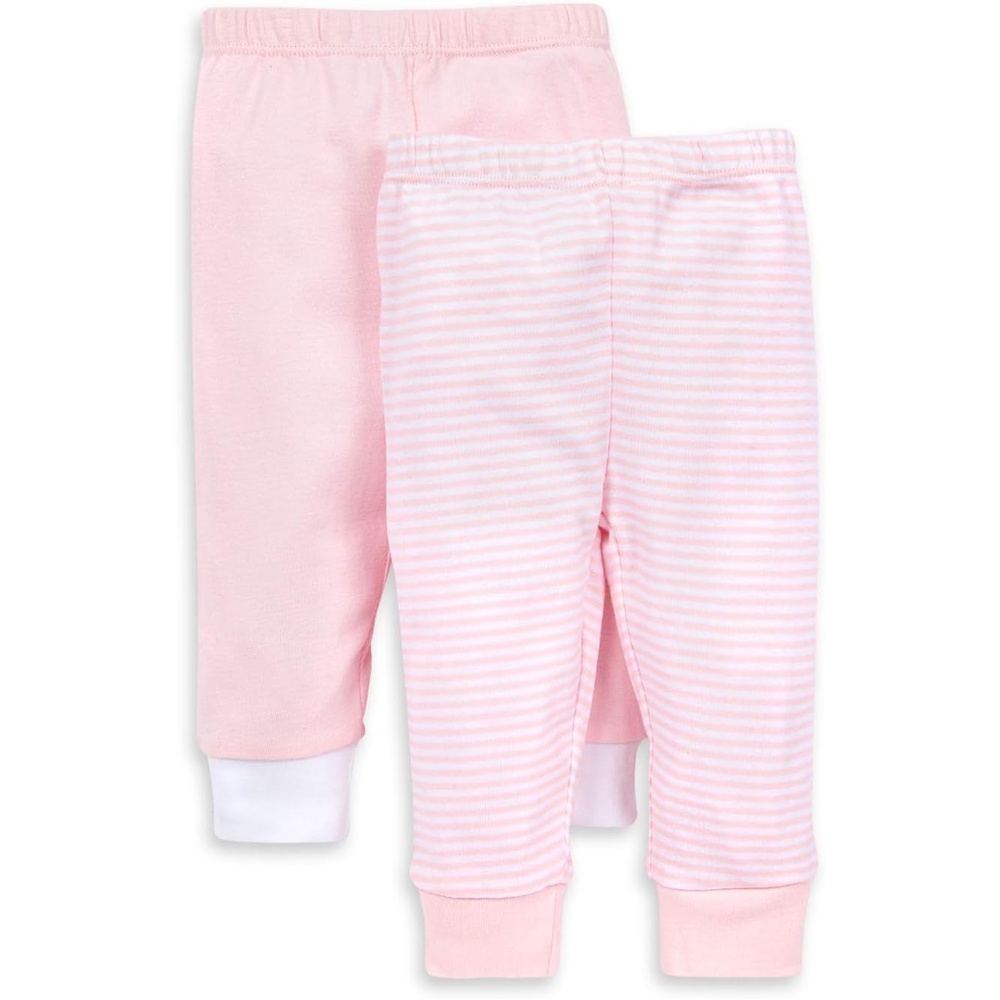image:imageBurts Bees Baby Unisex Knit Pants Baby Quilted Sweatpants 100 Organic Cotton Infant BottomsBlossom SolidStripes 2pk