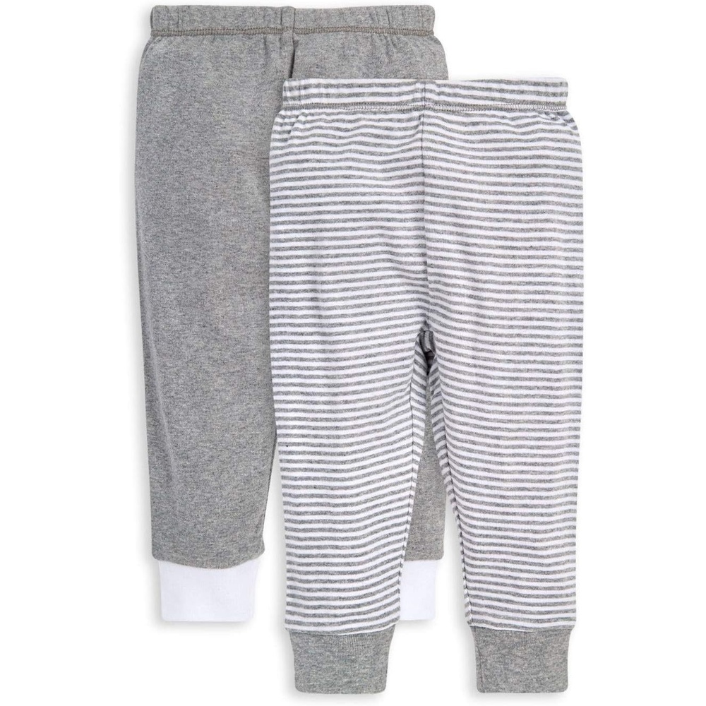 image:imageBurts Bees Baby Unisex Knit Pants Baby Quilted Sweatpants 100 Organic Cotton Infant BottomsGrey SolidStripes 2pk