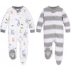 image:imageBurts Bees Baby Organic Cotton Sleep and Play Footed Pajamas for BoysGrey