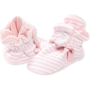 Burt’s Bees Baby Adjustable Baby Booties, 100% Organic Cotton, Easy On and Off Snap Boots, Snug Fit – Baby Essential(Blossom Stripe)