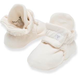Burt’s Bees Baby Adjustable Baby Booties, 100% Organic Cotton, Easy On and Off Snap Boots, Snug Fit – Baby Essential(Eggshell White)