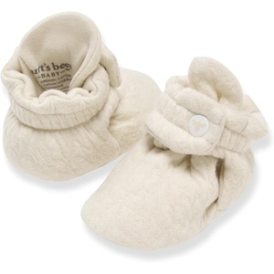 Burt’s Bees Baby Adjustable Baby Booties, 100% Organic Cotton, Easy On and Off Snap Boots, Snug Fit – Baby Essential(Quilted Oat)