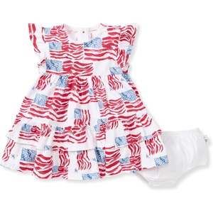 Burt’s Bees Baby Baby Girls’ Dress and Pantie Set, Infant & Toddler, Short & Long-Sleeve, 100% Organic Cotton(Magestic Flags Set)