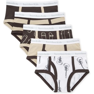 Burt’s Bees Baby Boys’ Brief Underwear 5-Pack, Organic Cotton Underwear for Boys, Easy Stretch Undies(Guitars Skateboards)