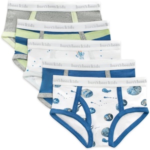 Burt’s Bees Baby Boys’ Brief Underwear 5-Pack, Organic Cotton Underwear for Boys, Easy Stretch Undies(Space Shuttles)