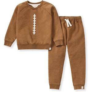 Burt’s Bees Baby Boys Shirt and Pant Set, Long Sleeve Top & Bottom Outfit Bundle, 100% Organic Cotton(Acid Wash Football)