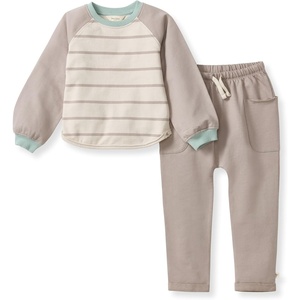Burt’s Bees Baby Boys Shirt and Pant Set, Long Sleeve Top & Bottom Outfit Bundle, 100% Organic Cotton(Basic Stripe)