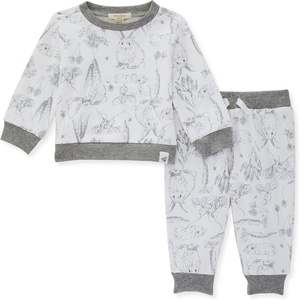 Burt’s Bees Baby Boys Shirt and Pant Set, Long Sleeve Top & Bottom Outfit Bundle, 100% Organic Cotton(Bunny Toile)