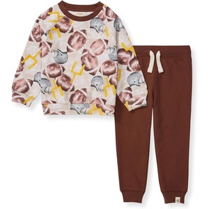 Burt’s Bees Baby Boys Shirt and Pant Set, Long Sleeve Top & Bottom Outfit Bundle, 100% Organic Cotton(Football Season)