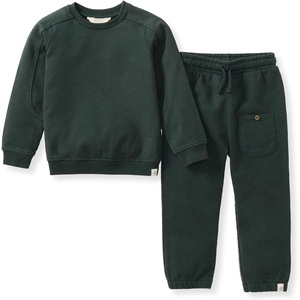 Burt’s Bees Baby Boys Shirt and Pant Set, Long Sleeve Top & Bottom Outfit Bundle, 100% Organic Cotton(Green Acid Wash)
