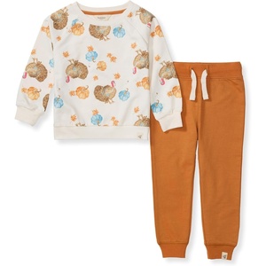 Burt’s Bees Baby Boys Shirt and Pant Set, Long Sleeve Top & Bottom Outfit Bundle, 100% Organic Cotton(Turkey Time)