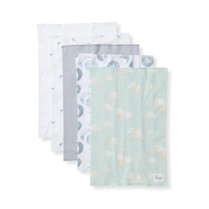 Burt’s Bees Baby Burp Cloths, 100% Organic Cotton Extra Absorbent Soft Fabric, Large Drool Cloths 17 x 11.75 in, 5-Pack(Hello Moon)