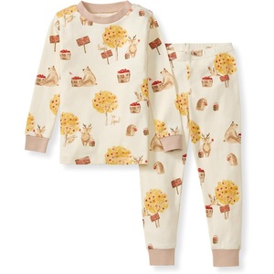 Burt’s Bees Baby Organic Cotton Pajamas for Boys, 100% Cotton Pajama Set for Toddlers and Kids, Soft and Stretchable Fabric(Apple Season)