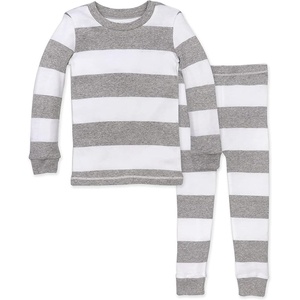 Burt’s Bees Baby Organic Cotton Pajamas for Boys, 100% Cotton Pajama Set for Toddlers and Kids, Soft and Stretchable Fabric(Heather Grey Rugby Stripe)