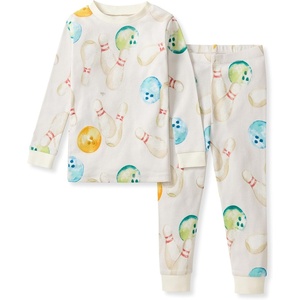 Burt’s Bees Baby Organic Cotton Pajamas for Boys, 100% Cotton Pajama Set for Toddlers and Kids, Soft and Stretchable Fabric(Let’s Go Bowling)