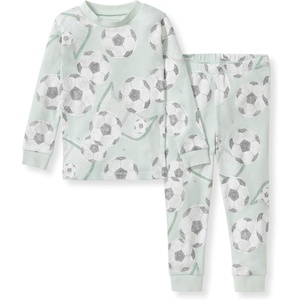 Burt’s Bees Baby Organic Cotton Pajamas for Boys, 100% Cotton Pajama Set for Toddlers and Kids, Soft and Stretchable Fabric(Soccer Goal)