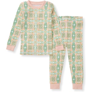 Burt’s Bees Baby Organic Cotton Pajamas for Girls,100% Cotton Pajama Set(Floral Tile)