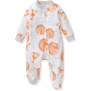 Burt’s Bees Baby Organic Cotton Sleep and Play Footed Pajamas for Boys(Basketball Court 1-pack)