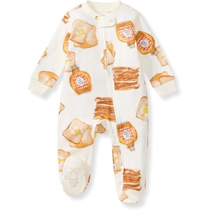 Burt’s Bees Baby Organic Cotton Sleep and Play Footed Pajamas for Boys(French Toast)