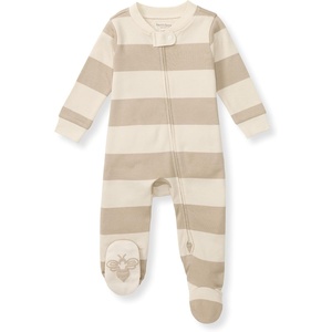 Burt’s Bees Baby Organic Cotton Sleep and Play Footed Pajamas for Boys(Oat Rugby Stripe)