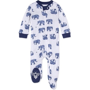 Burt’s Bees Baby Organic Cotton Sleep and Play Footed Pajamas for Boys(Wandering Elephants)