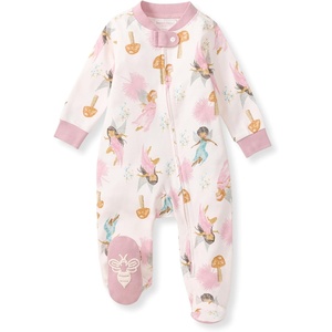 Burt’s Bees Baby Organic Cotton Sleep and Play Footed Pajamas for Girls, Zipper PJ Newborn Sleeper with Non-Slip Bee Grips(Fairy Garden)