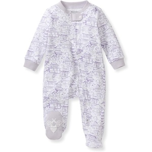 Burt’s Bees Baby Organic Cotton Sleep and Play Footed Pajamas for Girls, Zipper PJ Newborn Sleeper with Non-Slip Bee Grips(Kyoto)
