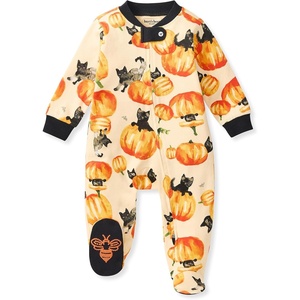 Burt’s Bees Baby Organic Cotton Sleep and Play Footed Pajamas for Girls, Zipper PJ Newborn Sleeper with Non-Slip Bee Grips(Sneaky Cats 1-pack)