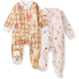 Burt’s Bees Baby Organic Cotton Sleep and Play Footed Pajamas for Girls, Zipper PJ Newborn Sleeper with Non-Slip Bee Grips(Waffle & Cheesecake)