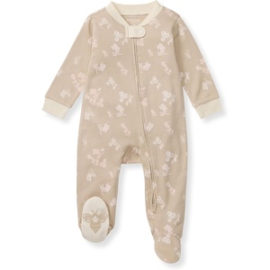 Burt’s Bees Baby Organic Cotton Sleep and Play Footed Pajamas for Girls, Zipper PJ Newborn Sleeper with Non-Slip Bee Grips(Whimsical Floral)