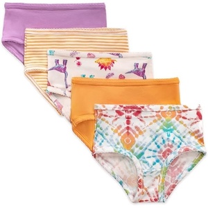Burt’s Bees Baby Toddler Girls’ Underwear Set of 5 – Solids, Stripes,Prints, Tag-Free with Sizes for 2T to 8 Years Old(Dino Friends)