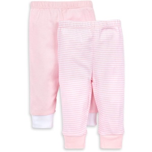 Burt’s Bees Baby Unisex Knit Pants, Baby Quilted Sweatpants, 100% Organic Cotton Infant Bottoms(Blossom Solid/Stripes 2-pk)